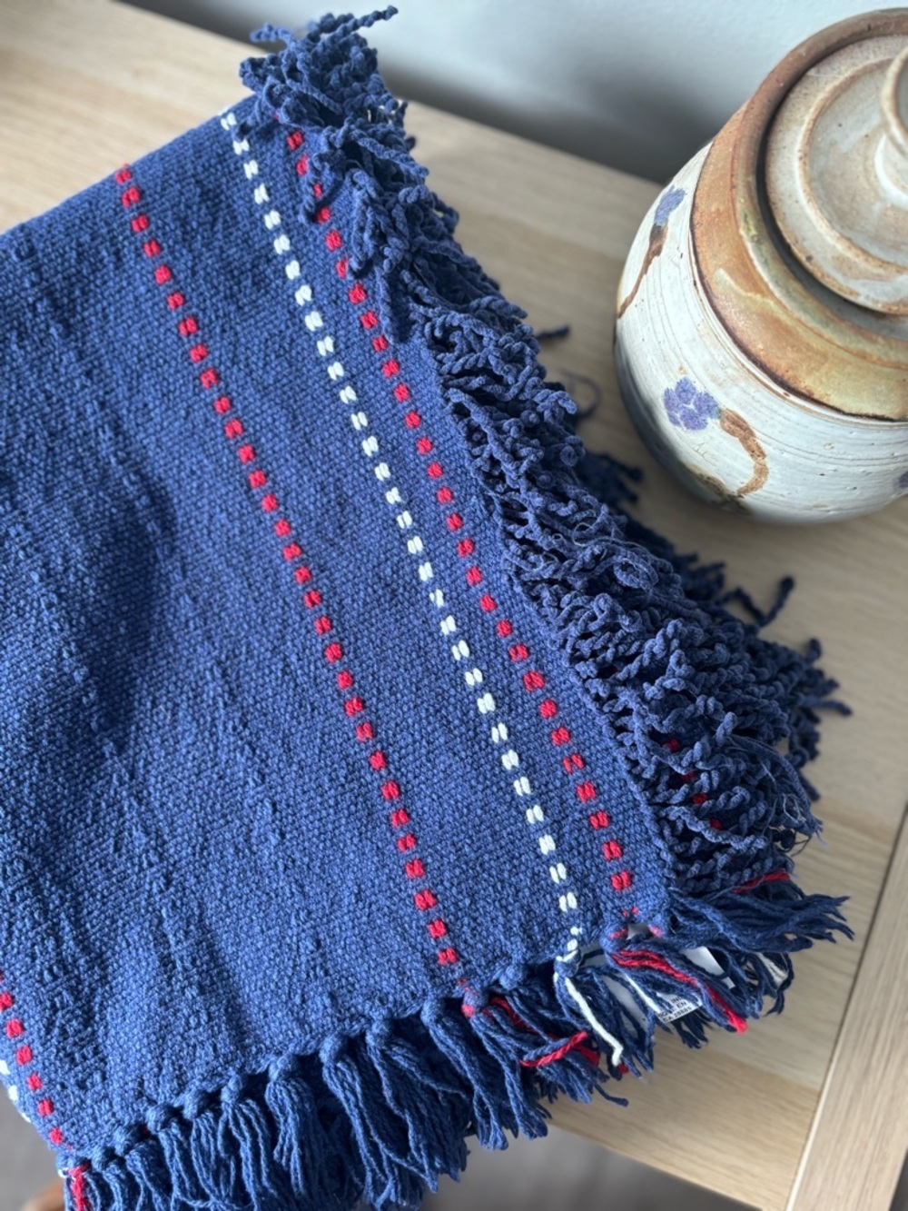 100% Cotton, Made in India, Fringe Throw Blanket